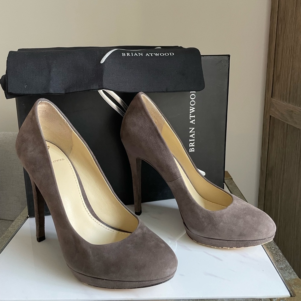 Brian Atwood Grey Suede Pumps. Barely worn. Size 6